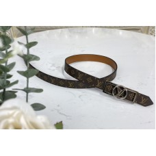 Louis Vuitton M0196U LV Dauphine 25mm Reversible belt in Monogram/Tan Brown With Silver Buckle