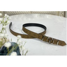 Louis Vuitton M0203U LV Dauphine 25mm Reversible belt in Monogram Reverse canvas/Black With Silver Buckle