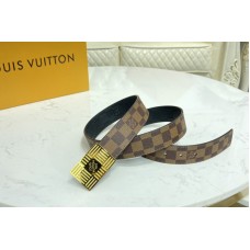 Louis Vuitton M0268U LV Damier Plate 35mm reversible belt in Damier Ebene/Black With Gold Buckle