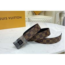 Louis Vuitton M0268U LV Damier Plate 35mm reversible belt in Damier Ebene/Black With Silver Buckle