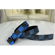 Louis Vuitton M0319U LV Initiales 40 MM reversible belt in Blue Damier Graphite canvas and calf leather With PVD Buckle