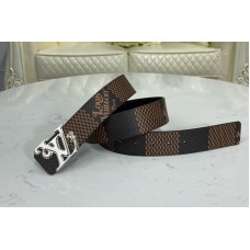Louis Vuitton MP254V LV Squared LV 40mm reversible belt in Ebene/Black With Silver Buckle