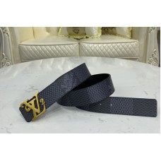 Louis Vuitton MP255V LV Squared LV 40mm reversible belt in Damier Graphite Canvas/Black With Aged-Gold Buckle