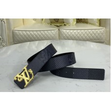 Louis Vuitton MP255V LV Squared LV 40mm reversible belt in Damier Graphite Canvas/Black With Gold Buckle