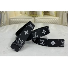 Louis Vuitton MP266V LV Shape 40mm Raffia reversible belt White/Black With Black Buckle