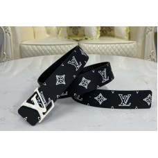 Louis Vuitton MP266V LV Shape 40mm Raffia reversible belt White/Black With White Buckle