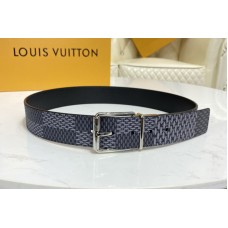 Louis Vuitton M0338S Damier Print 40mm belt in Damier Graphite canvas With Silver Buckle