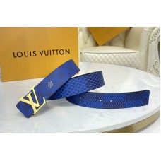 Louis Vuitton M0339V LV Initiales 40mm reversible belt in Navy/Black Damier Graphite canvas With Gold Buckle