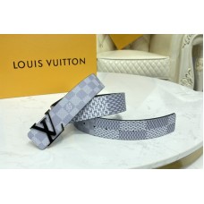 Louis Vuitton M0342V LV Initiales 40mm reversible belt in Antarctica Silver/Black Damier Graphite canvas With Black Buckle