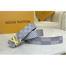 Louis Vuitton M0342V LV Initiales 40mm reversible belt in Antarctica Silver/Black Damier Graphite canvas With Gold Buckle