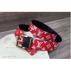 Louis Vuitton Supreme x Red Monogram LV Reversible Belt Gold Buckle