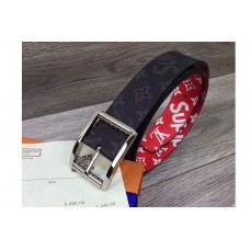 Louis Vuitton Supreme x Monogram LV Reversible Belt Red Silver Buckle