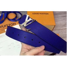 Louis Vuitton M9080T INITIALES 40 MM REVERSIBLE Belts Silver Buckle Blue/Coffee