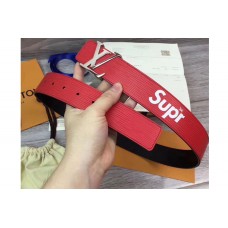 Louis Vuitton X Supreme LV Initiales 40 MM Epi Leather Belt Red