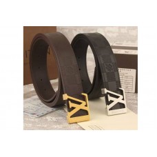 Louis Vuitton Black/Coffee Belts With Gold/Silver Buckle