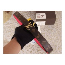 Louis Vuitton Monogram Canvas Belts With Gold Buckle Red