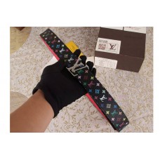 Louis Vuitton Monogram Multicolor Black Belts With Silver Buckle