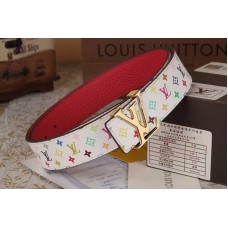 Louis Vuitton Monogram Multicolor White Belts With Gold Buckle
