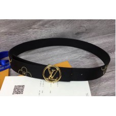 Louis Vuitton M0062U LV Iconic 35mm belt Black Calf Leather Gold Buckle