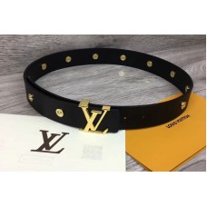 Louis Vuitton M0063U LV Iconic 35mm belt Black Calf Leather Gold Buckle