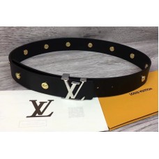 Louis Vuitton M0063U LV Iconic 35mm belt Black Calf Leather Silver Buckle