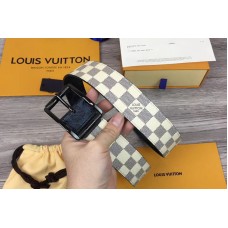 Louis Vuitton M0040Q LV Reverso 40mm Reversible Mens Belt Damier Azur And Damier Graphite Canvas Black Buckle