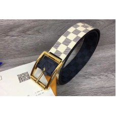 Louis Vuitton M0040Q LV Reverso 40mm Reversible Mens Belt Damier Azur And Damier Graphite Canvas Gold Buckle