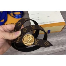 Louis Vuitton M0053U Womens LV Circle 20mm Reversible Belt Monogram Canvas Gold Buckle