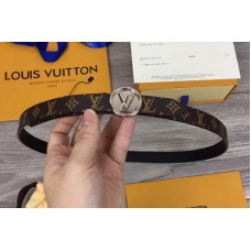 Louis Vuitton M0053U Womens LV Circle 20mm Reversible Belt Monogram Canvas Silver Buckle
