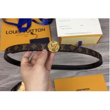 Louis Vuitton M0081U Womens LV Circle 20mm Reversible Belt Monogram Canvas Gold Buckle