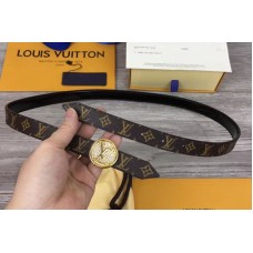 Louis Vuitton M0081U Womens LV Circle 20mm Reversible Belt Monogram Canvas Gold Diamond Buckle