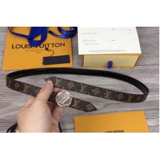 Louis Vuitton M0081U Womens LV Circle 20mm Reversible Belt Monogram Canvas Silver Buckle