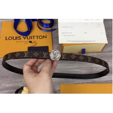 Louis Vuitton M0081U Womens LV Circle 20mm Reversible Belt Monogram Canvas Silver Diamond Buckle