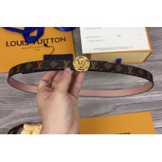 Louis Vuitton M0083U Womens LV Circle 20mm Reversible Belt Monogram Canvas Gold Buckle