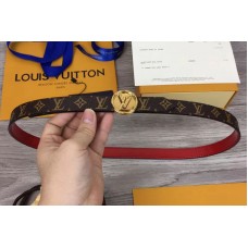 Louis Vuitton M0084U Womens LV Circle 20mm Reversible Belt Monogram Canvas Gold Buckle