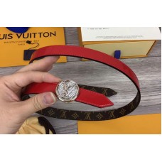 Louis Vuitton M0084U Womens LV Circle 20mm Reversible Belt Monogram Canvas Silver Diamond Buckle