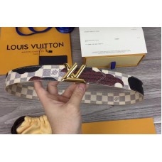 Louis Vuitton MP029 LV Circle 35mm Reversible Belts Damier Azur Canvas