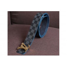 Louis Vuitton M0077T LV Damier Print 40mm Reversible Belt Damier Graphite Canvas Gold Buckle