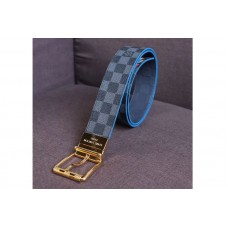 Louis Vuitton M0077T LV Damier Print 40mm Reversible Belt Damier Graphite Canvas Gold Buckle