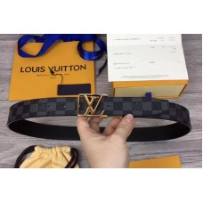 Louis Vuitton M0028Q LV City 35mm Reversible Belt Damier Graphite Canvas Gold Buckle