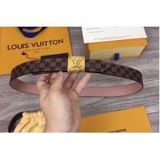 Louis Vuitton M0065U LV Morningram 30mm Reversible Belt Damier Ebene Canvas Gold Buckle