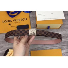 Louis Vuitton M0065U LV Morningram 30mm Reversible Belt Damier Ebene Canvas Silver Buckle