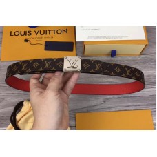 Louis Vuitton M0067U LV Morningram 30mm Reversible Belt Monogram Canvas Silver Buckle