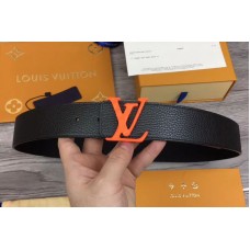 Louis Vuitton M0109T LV Initiales 40mm Reversible Belt Black Taurillon Leather Orange Buckle