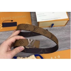 Louis Vuitton M0149U LV Iconic 30mm Reversible Belt Brown Monogram canvas Silver Hardware