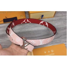 Louis Vuitton M0150U LV Iconic 30mm Reversible Belt Red/Pink Monogram canvas Silver Hardware