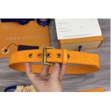 Louis Vuitton M0175T LV Signature 35mm Belt Orange Monogram Denim