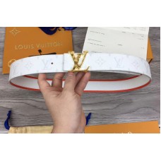 Louis Vuitton M0158V LV Initiales 40mm Reversible Belt White Monogram Canvas and Taiga leather Gold LV Buckle