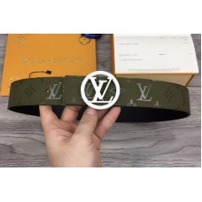 Louis Vuitton M0171 LV Pyramide 40mm Reversible Belt Green Calf Leather White Circle LV Buckle