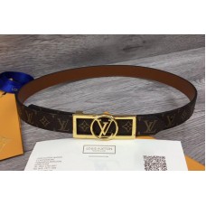Louis Vuitton M0196U LV Dauphine 25mm Reversible belts Monogram Canvas/Tan Brown Gold/Silver Buckle